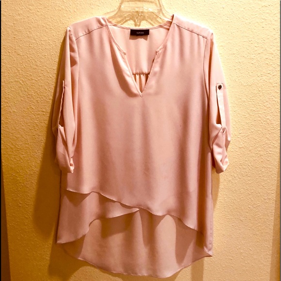 Alfani 3/4 Roll-up Peach Sleeve Top - Picture 4 of 16